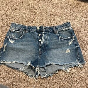 Zara Blue Distressed Jean Shorts